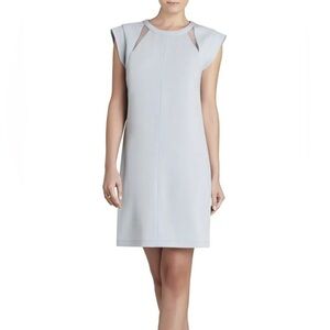 BCBGMaxAzria Alysha Slate Blue Grey Cowl Sleeve Mini Sheath Dress size 2